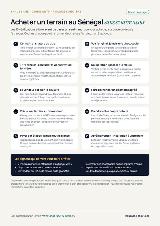 Aperçu du guide : les 10 vérifications avant d'acheter un terrain au Sénégal
