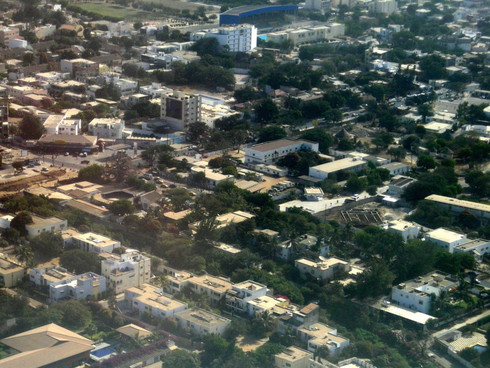 Vue aérienne des quartiers résidentiels de Dakar