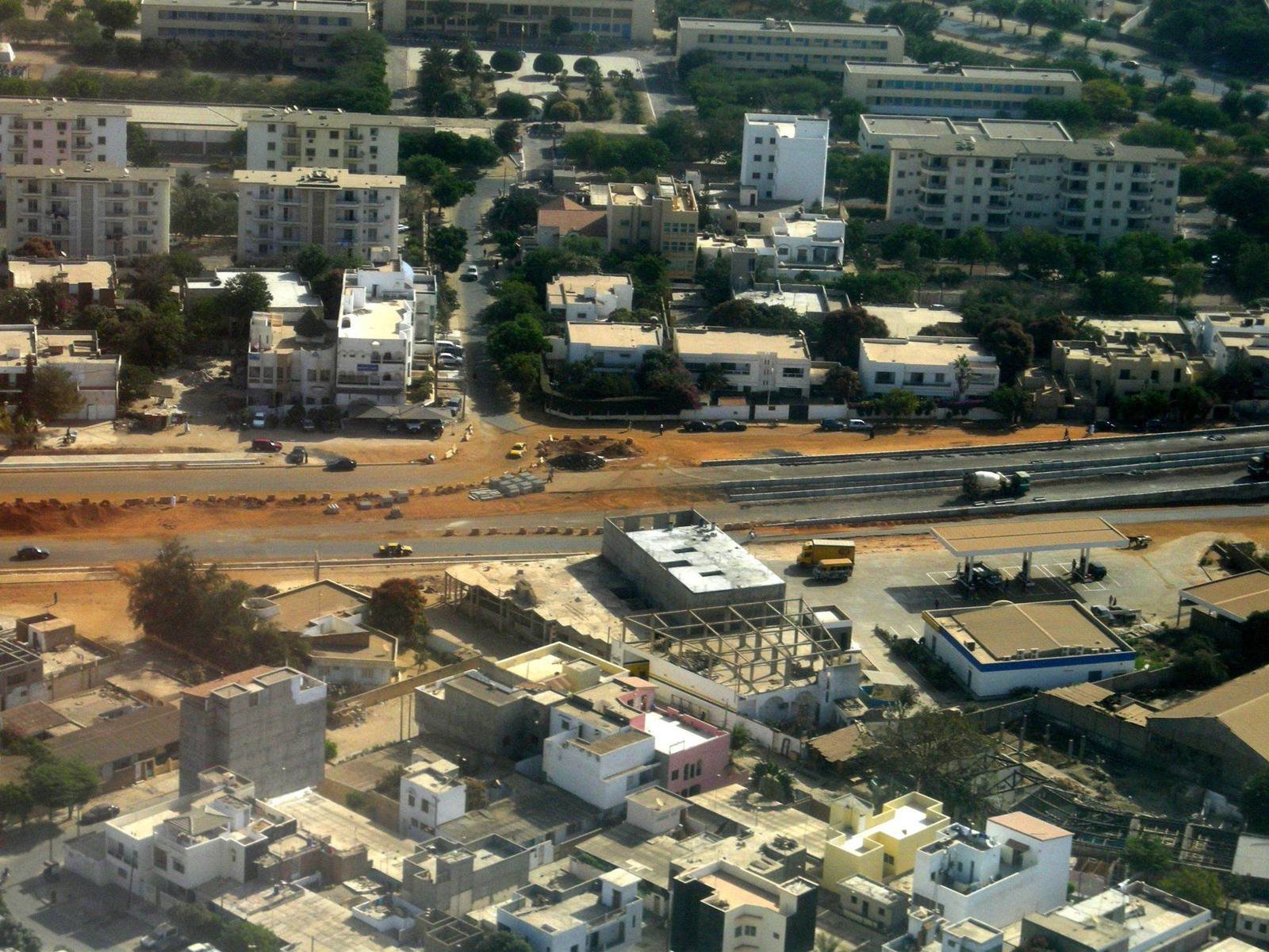 Vue aérienne des quartiers résidentiels de Dakar